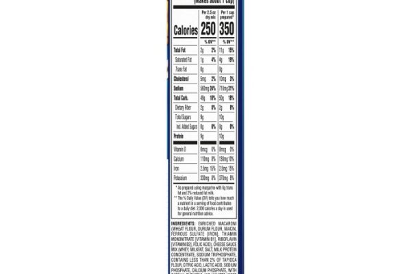 Macaroni and cheese kraft nutrition