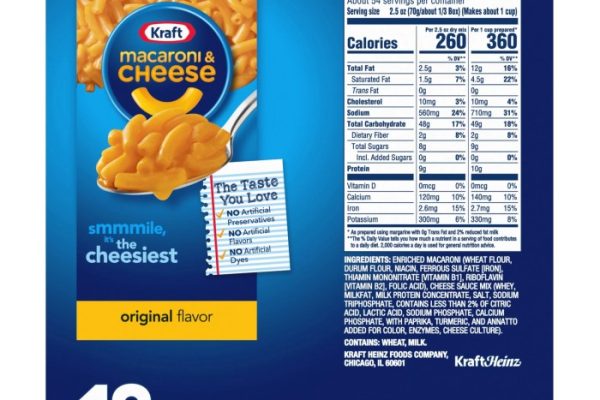 Kraft mac and cheese box nutrition