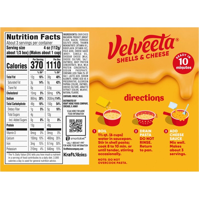 Velveeta cheese nutrition facts