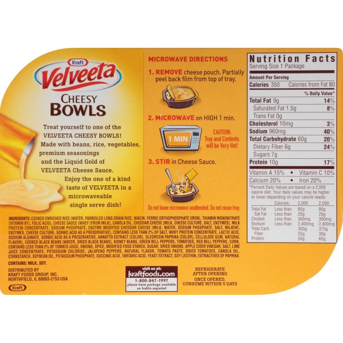 Velveeta cheese nutrition facts