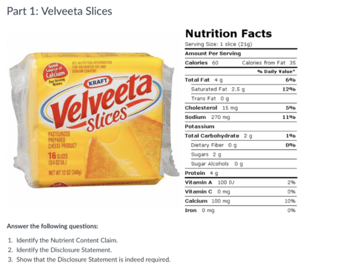 Velveeta cheese slices nutrition