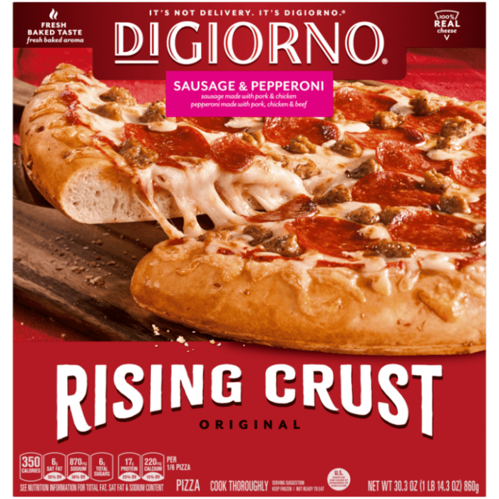 Digiorno cheese pizza nutrition label