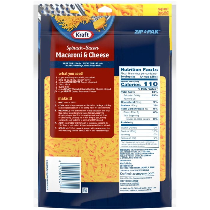 Kraft cheese nutrition info