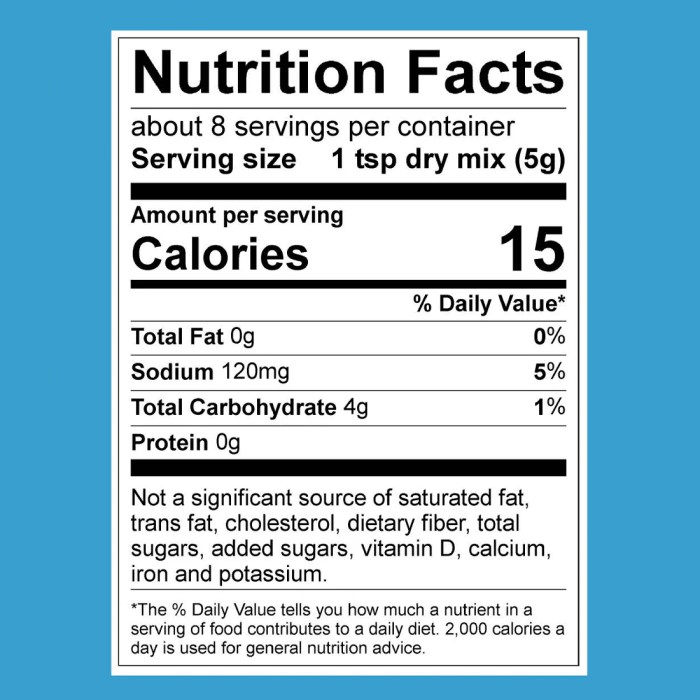 Cheese balls nutrition label