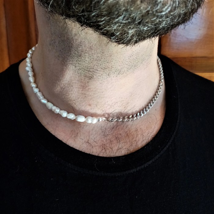 Pearl necklace mens fashion